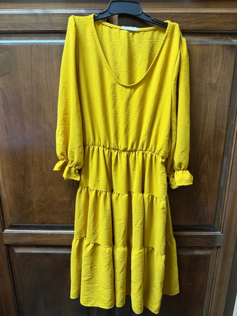 Tiered Mustard Yellow Women's Dress